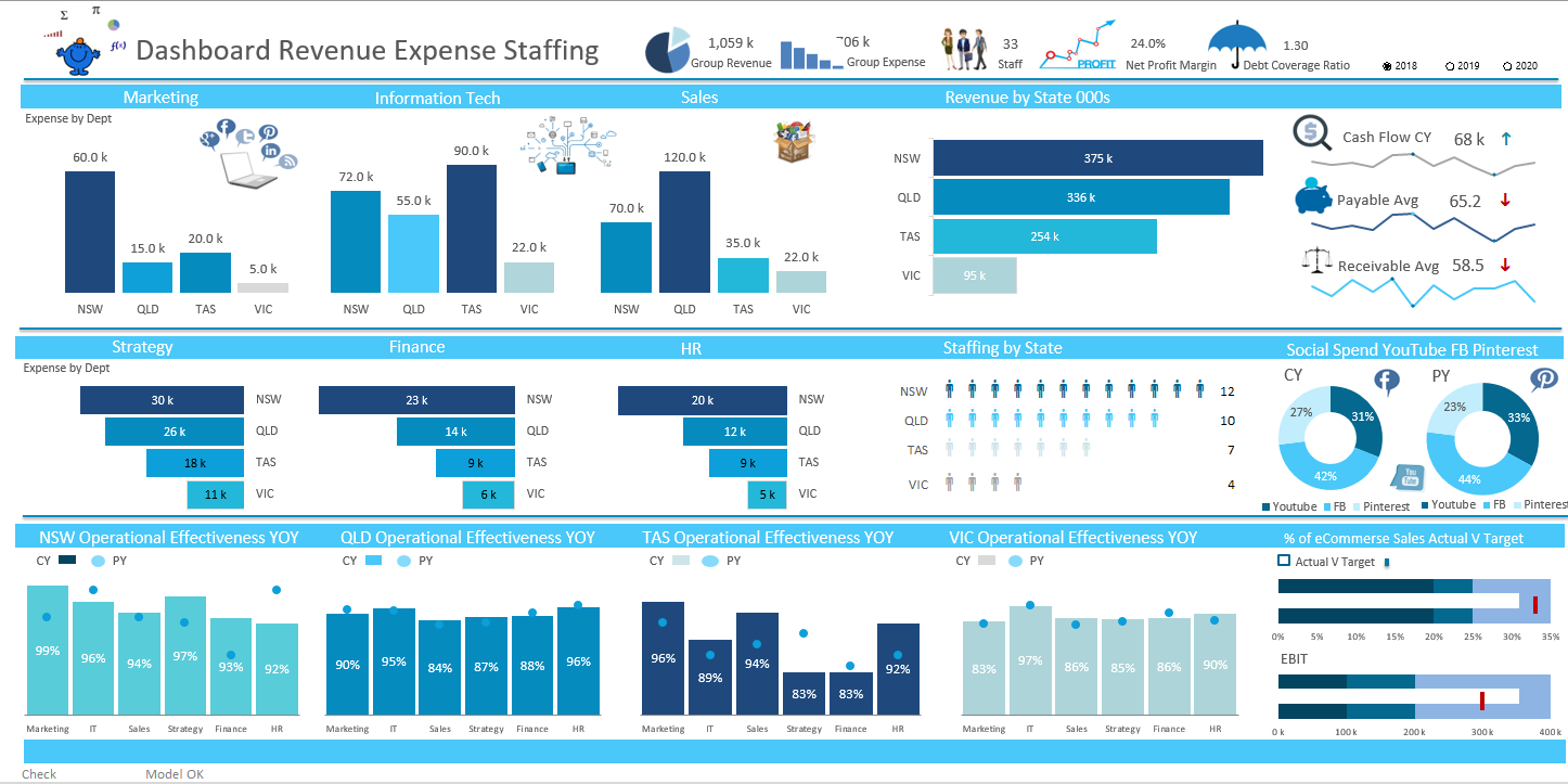 Dashboard Revenue Expense Staffing